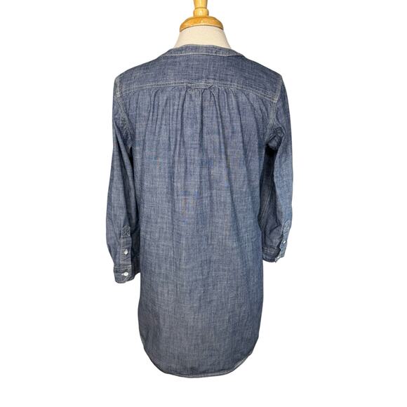 DULUTH TRADING Free Range Organic Chambray 3/4 Sleeve Tunic Size Medium Womens - Picture 3 of 9